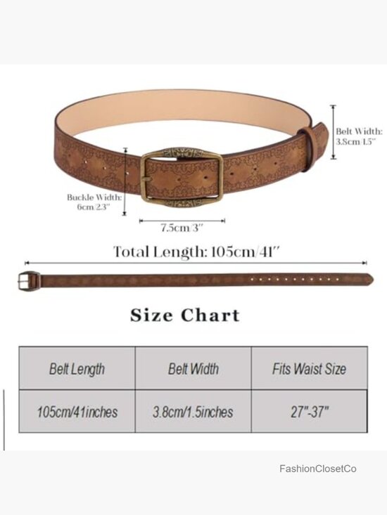 Western Belt with Heart Buckle - Y2K Cowgirl Leather Belt for Jeans main image 6